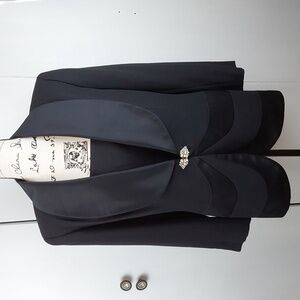 Bici ll Womens Smooth Black Blazer Suit Coat Jacket Rhinestone Bling! Nwot Sz.14